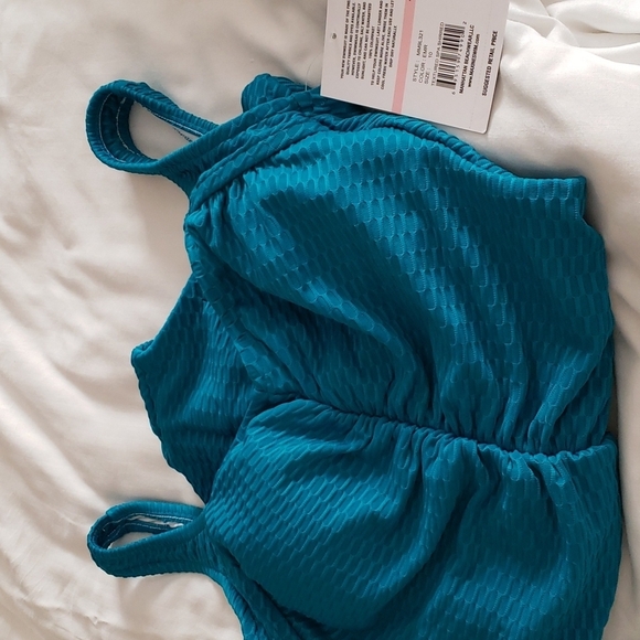 Maxine of Hollywood Textured Spa Shirred Girl Leg One Piece in Emerald Size 10 - Picture 5 of 13